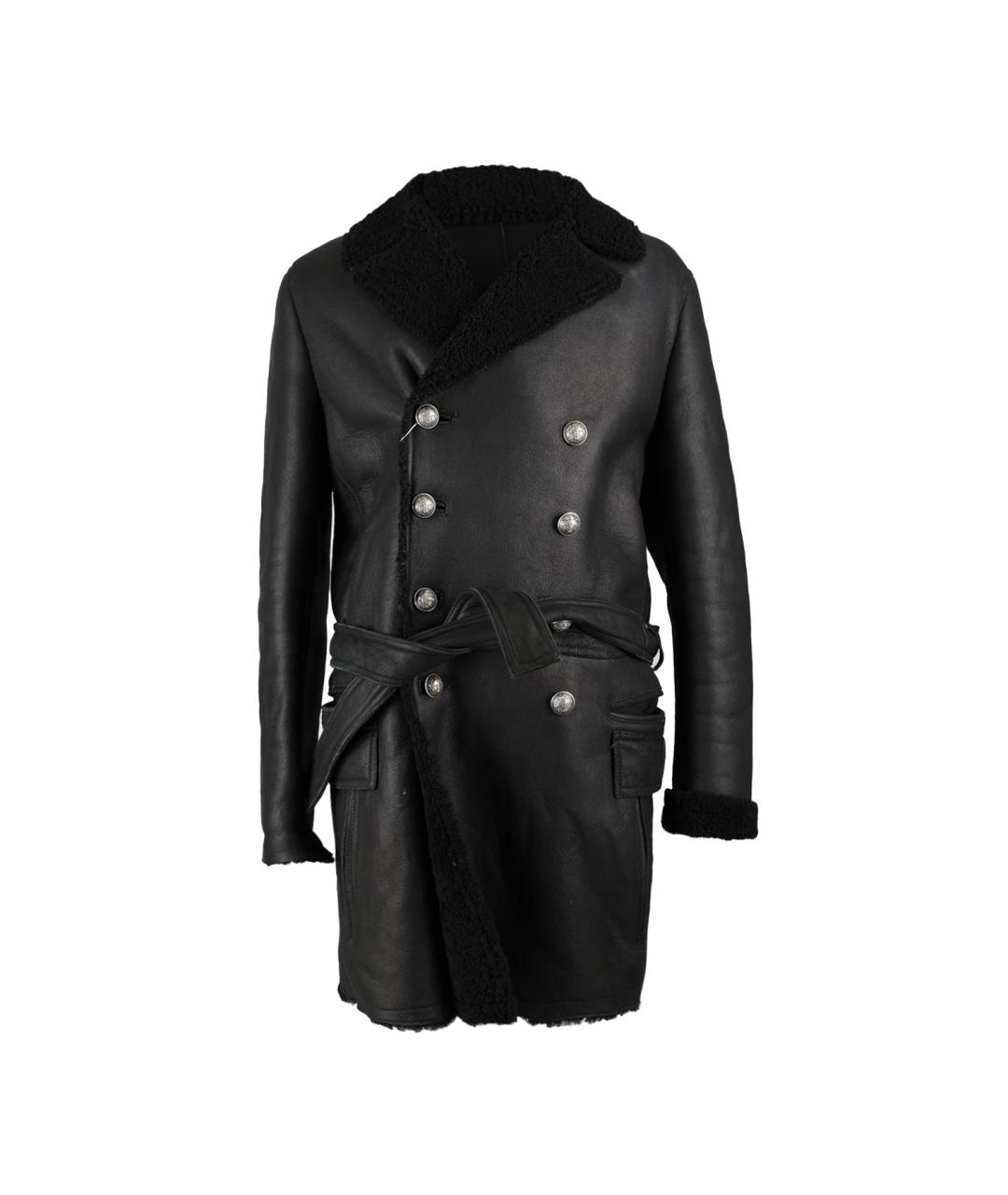 BALMAIN Черная кожаная дубленка/шуба, фото 1