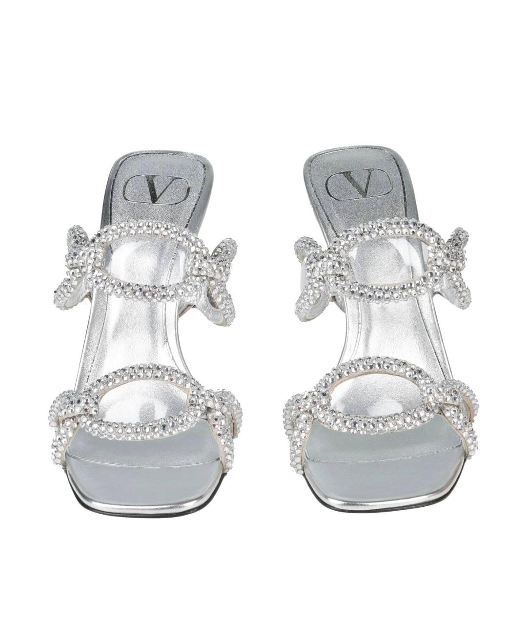 VALENTINO Серебряные кожаные мюли, фото 7