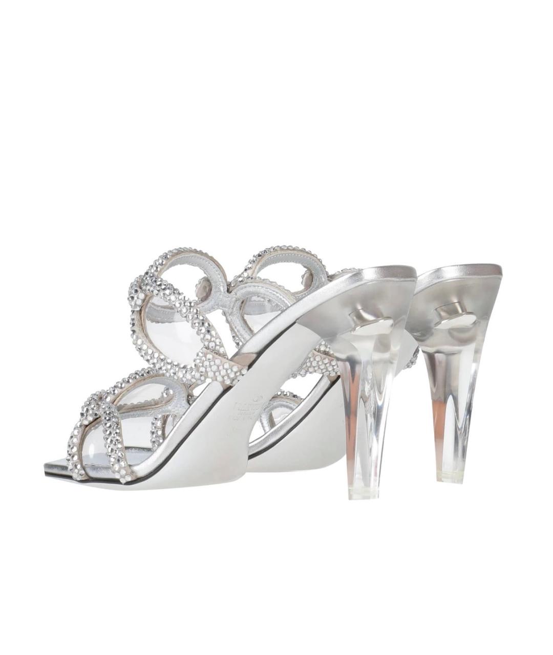 VALENTINO Серебряные кожаные мюли, фото 6