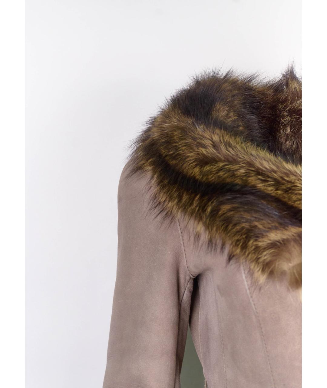 ERMANNO SCERVINO Серая кожаная дубленка, фото 5