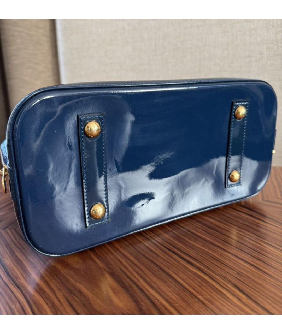 LOUIS VUITTON Синяя сумка с короткими ручками из лакированной кожи, фото 7