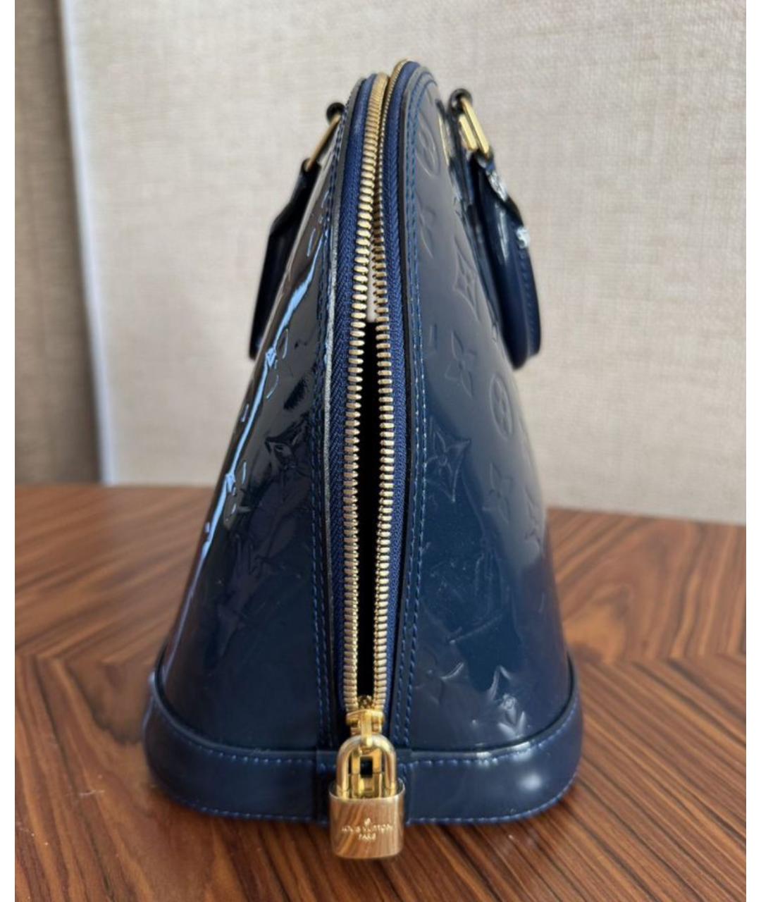 LOUIS VUITTON Синяя сумка с короткими ручками из лакированной кожи, фото 6