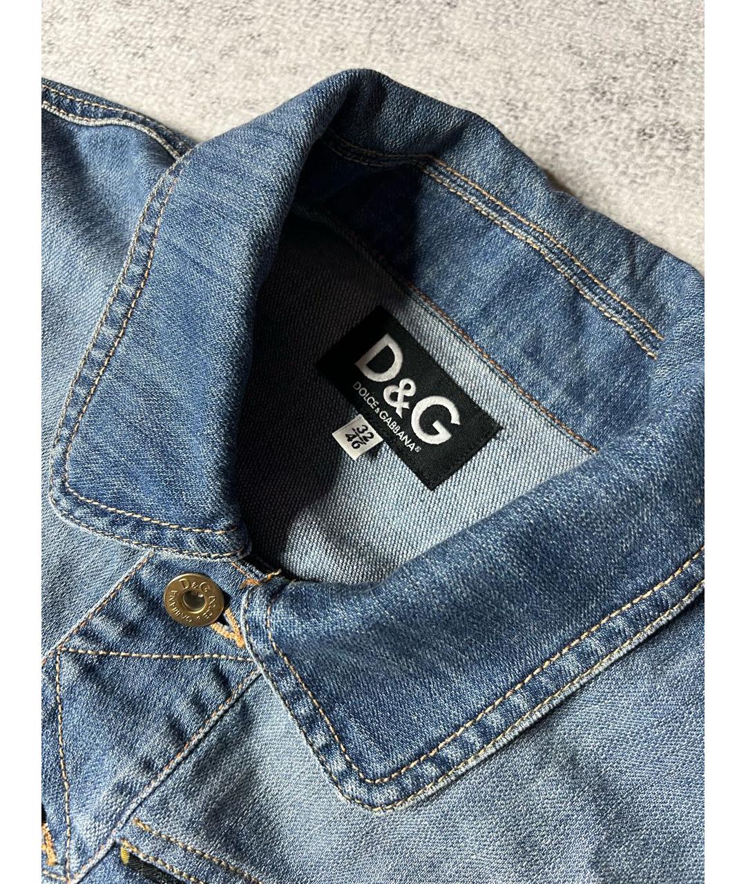 DOLCE&GABBANA Синяя хлопко-эластановая куртка, фото 4