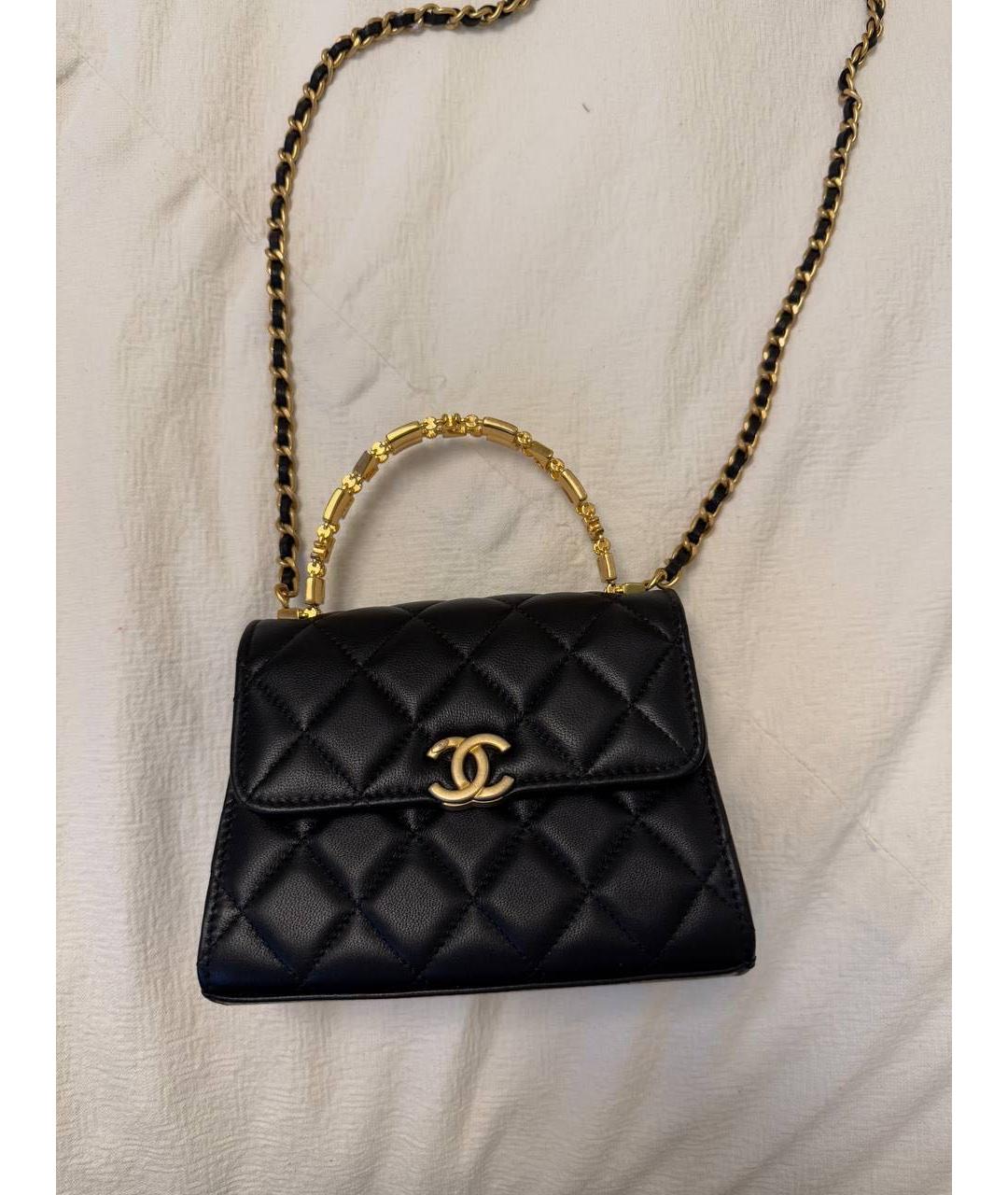 CHANEL Черная кожаная сумка с короткими ручками, фото 2