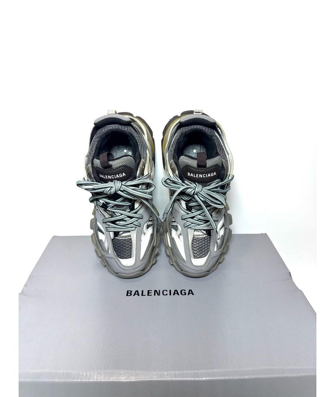BALENCIAGA Серые кожаные кроссовки, фото 3