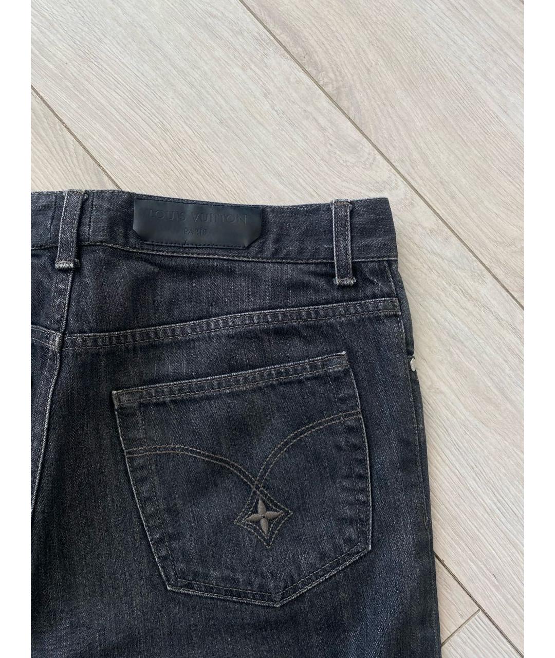 LOUIS VUITTON Антрацитовые хлопковые прямые джинсы, фото 3