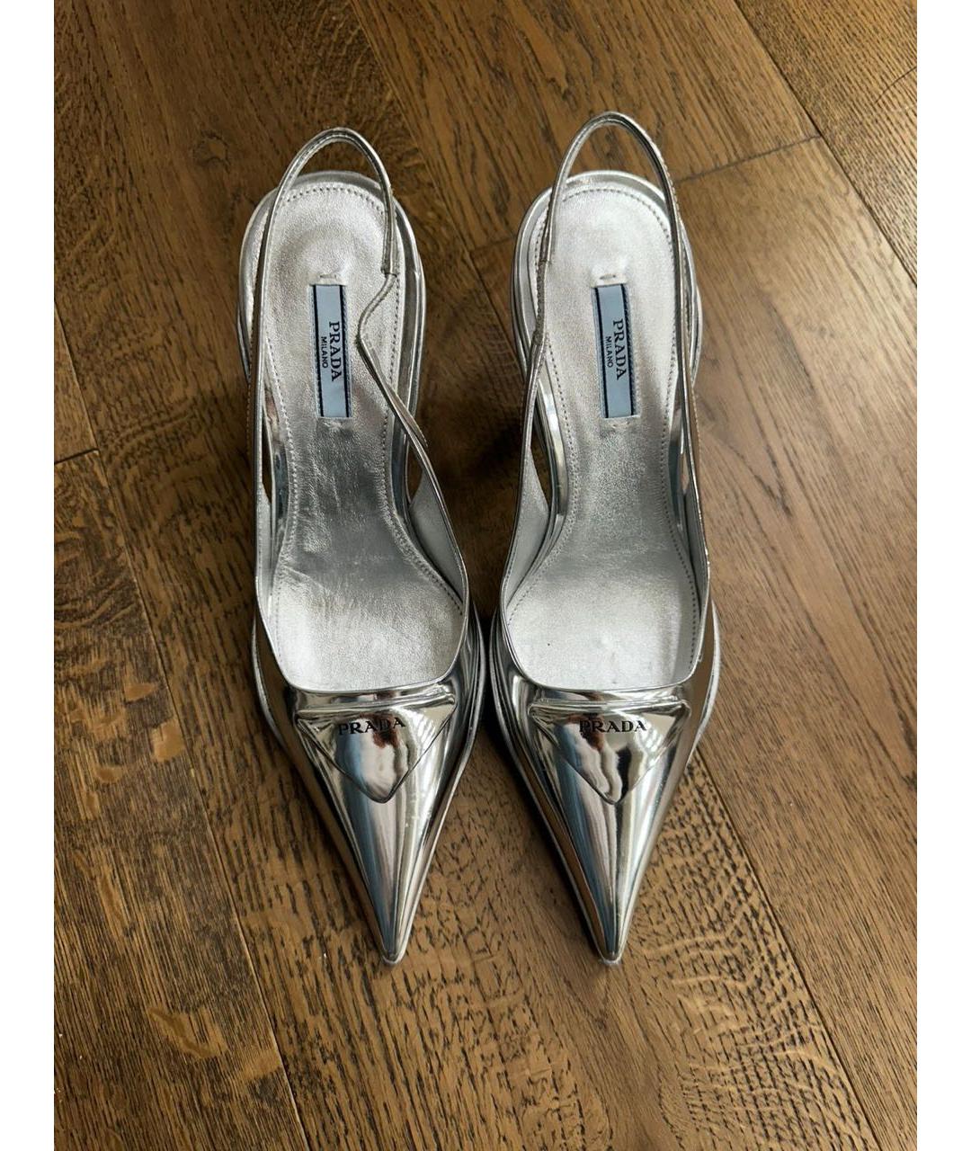 PRADA Серебряные кожаные туфли, фото 4