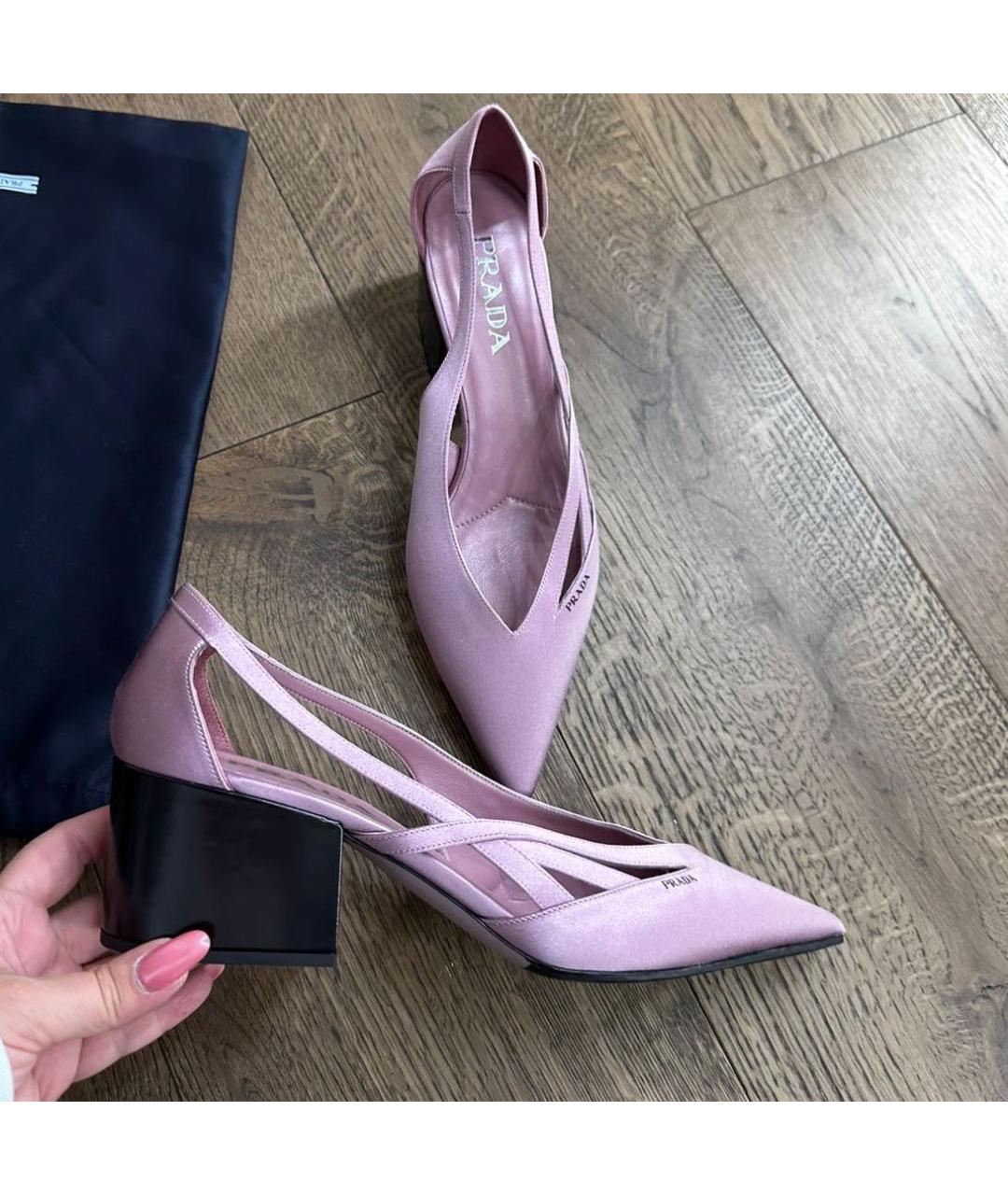 PRADA Розовые текстильные туфли, фото 4
