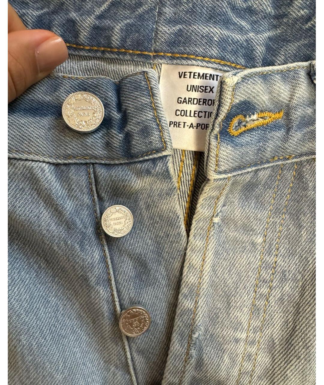 VETEMENTS Голубые хлопковые брюки широкие, фото 4