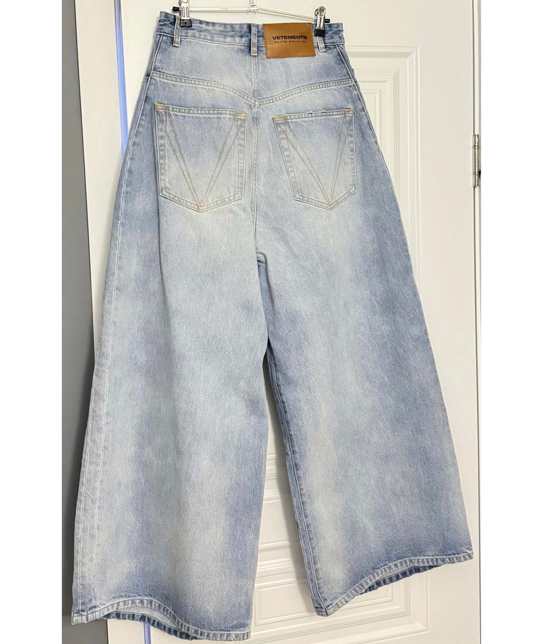 VETEMENTS Голубые хлопковые брюки широкие, фото 3
