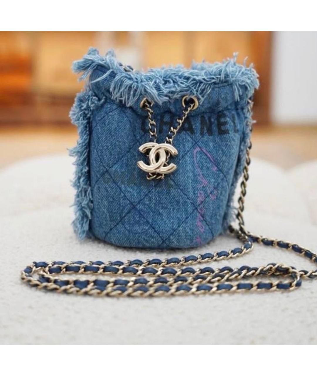 CHANEL Синяя деним сумка через плечо, фото 4