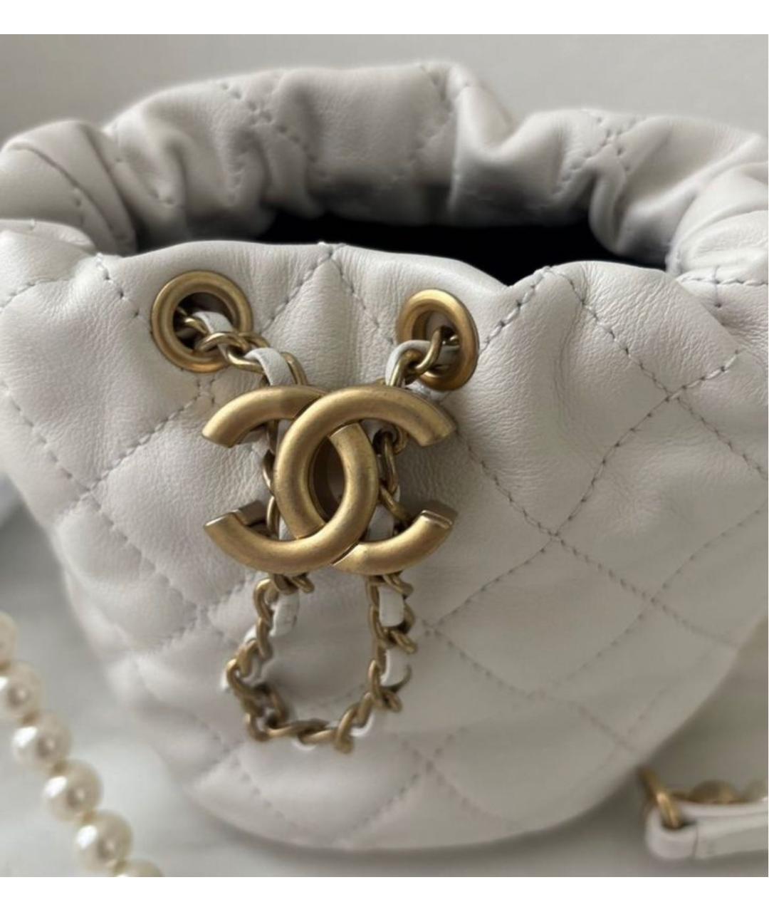 CHANEL Белая кожаная сумка через плечо, фото 6