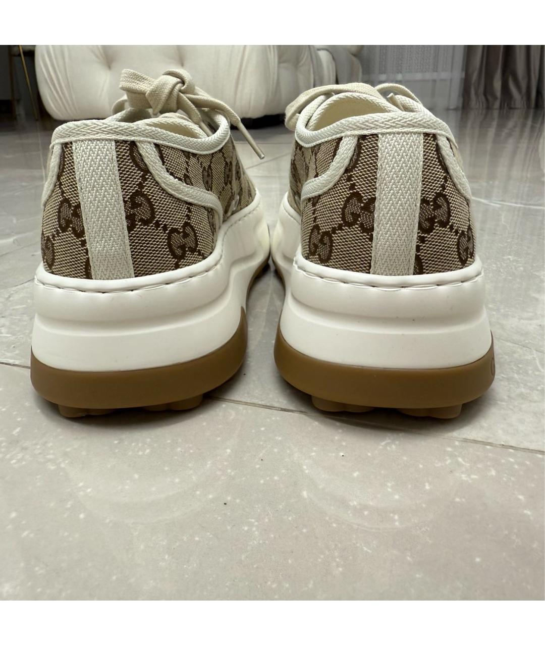 GUCCI Коричневые текстильные низкие кроссовки / кеды, фото 4