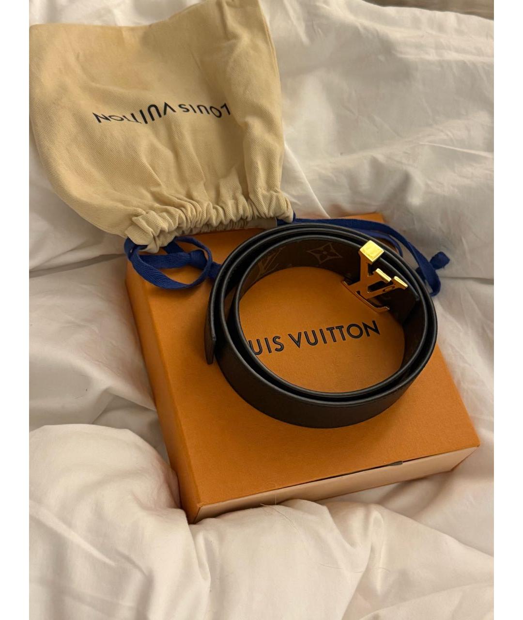 LOUIS VUITTON Черный кожаный ремень, фото 3