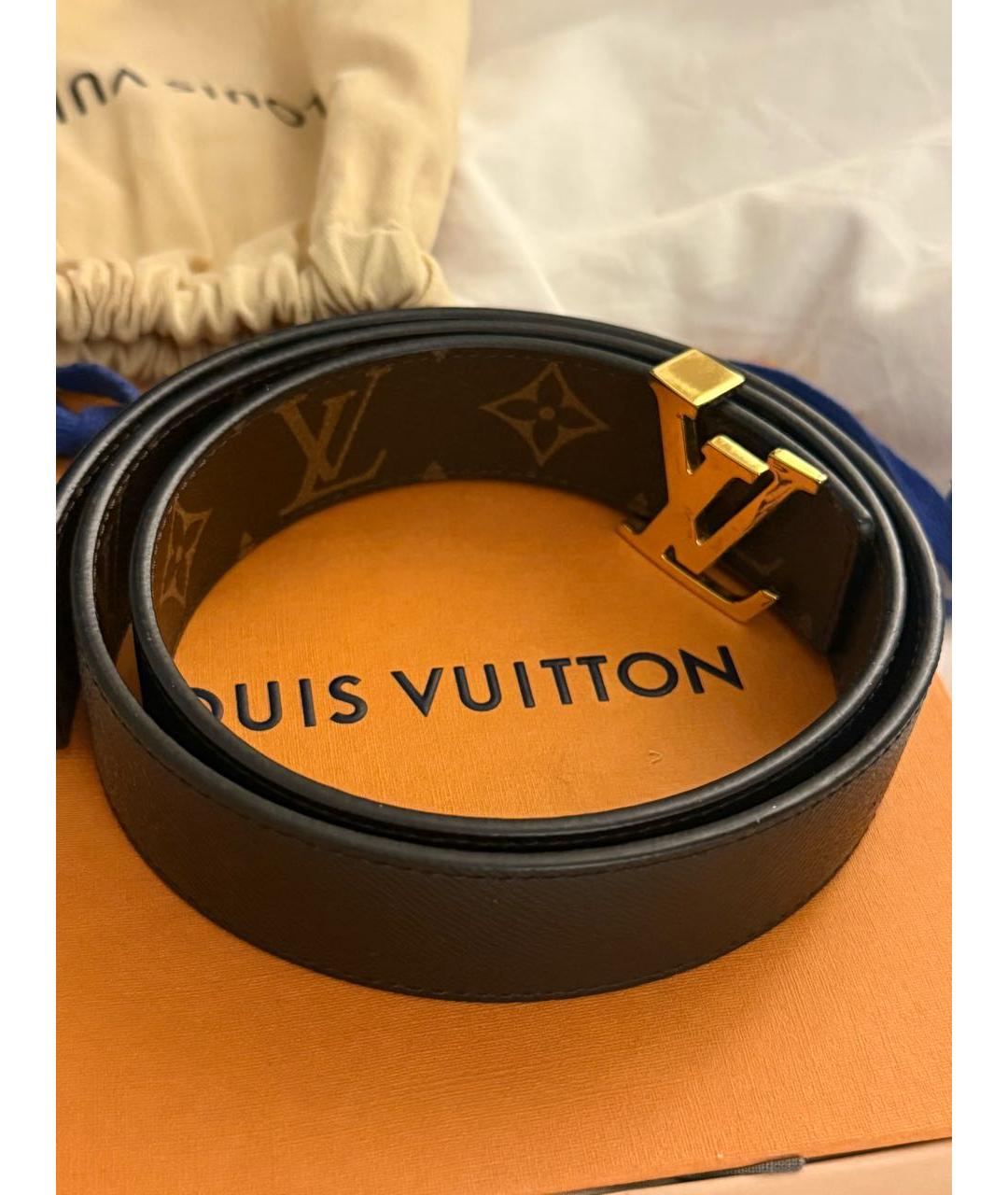 LOUIS VUITTON Черный кожаный ремень, фото 4