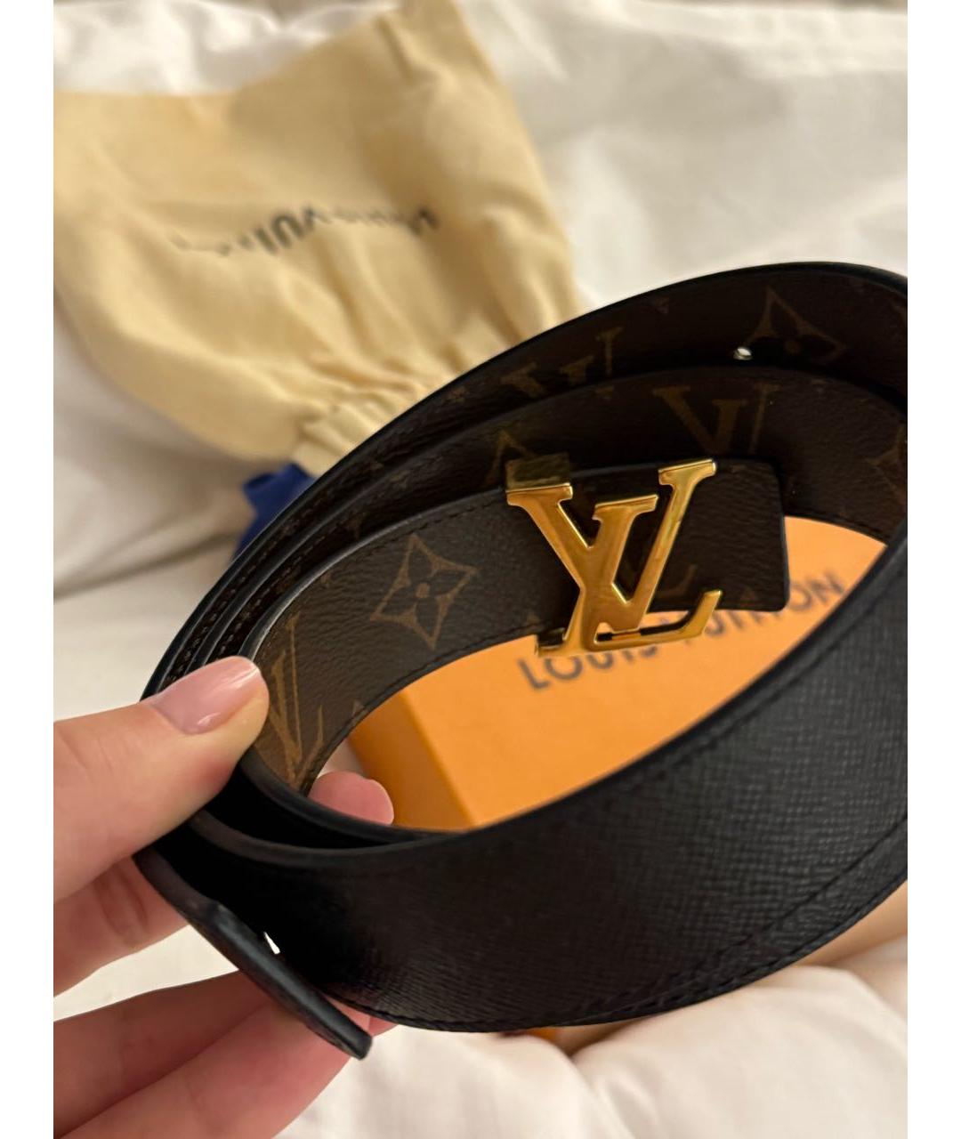 LOUIS VUITTON Черный кожаный ремень, фото 2