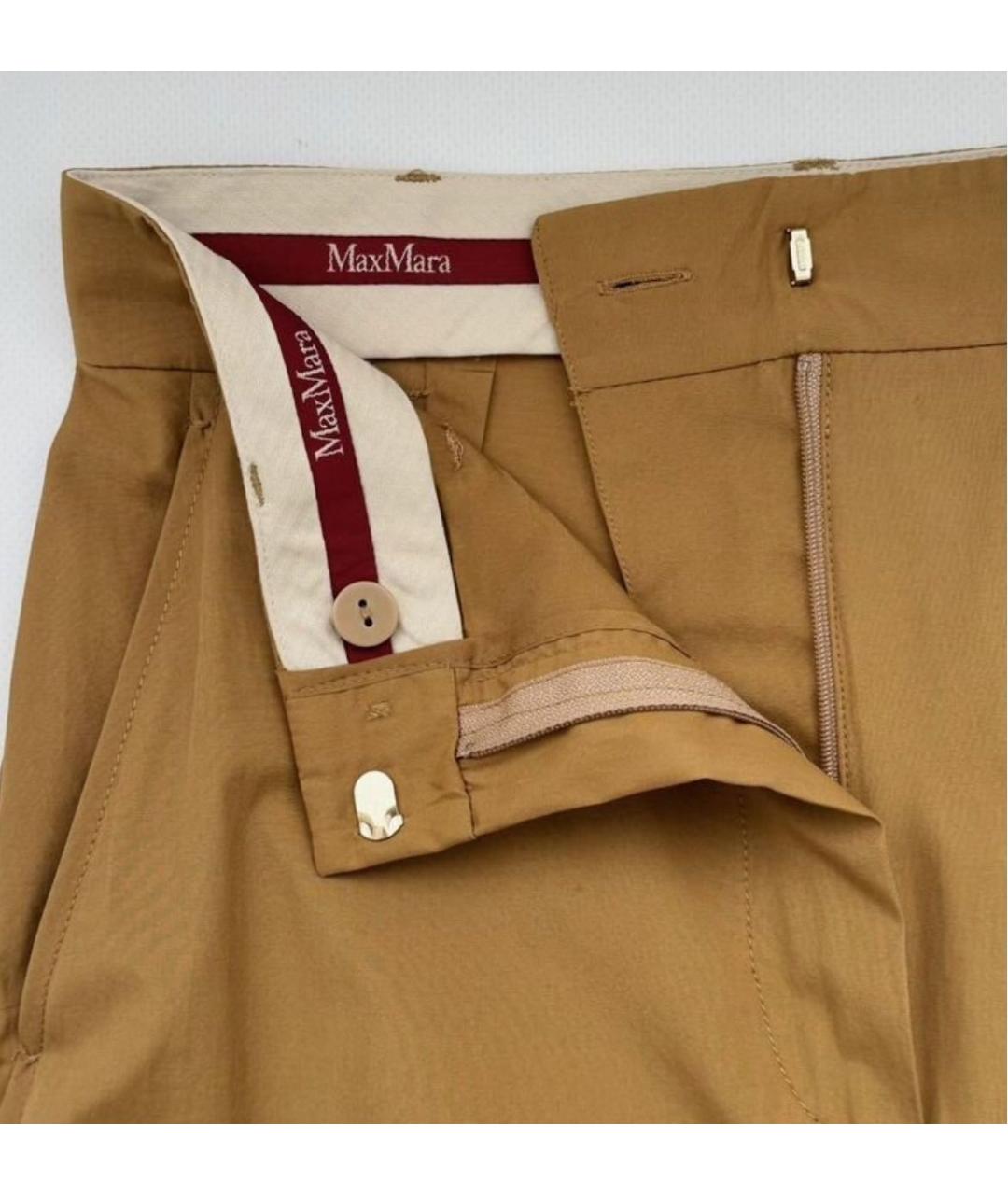 MAX MARA STUDIO Коричневые хлопковые прямые брюки, фото 5
