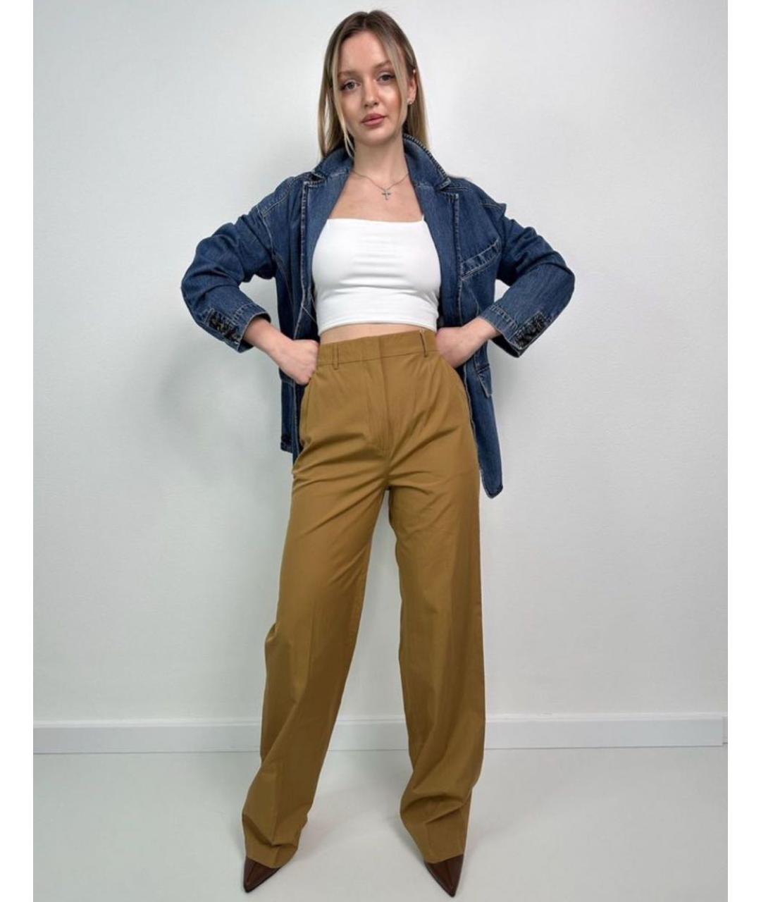 MAX MARA STUDIO Коричневые хлопковые прямые брюки, фото 8