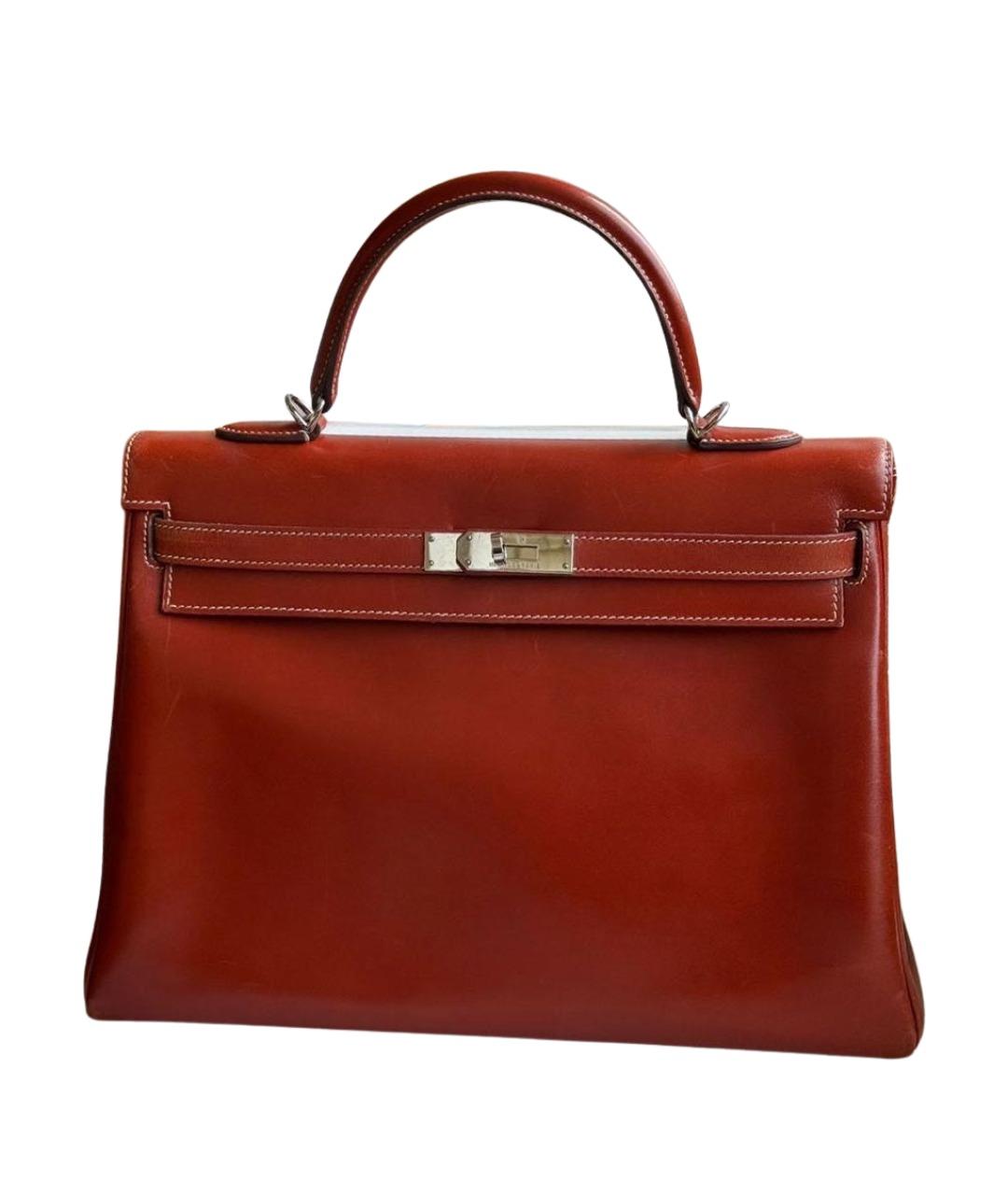 HERMES Бордовая кожаная сумка тоут, фото 1