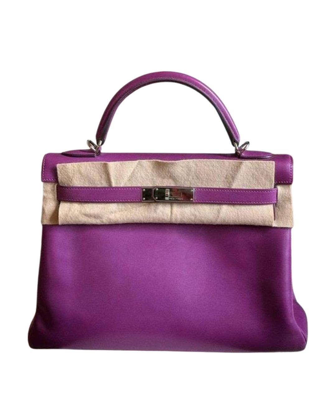 HERMES Фиолетовая кожаная сумка тоут, фото 1