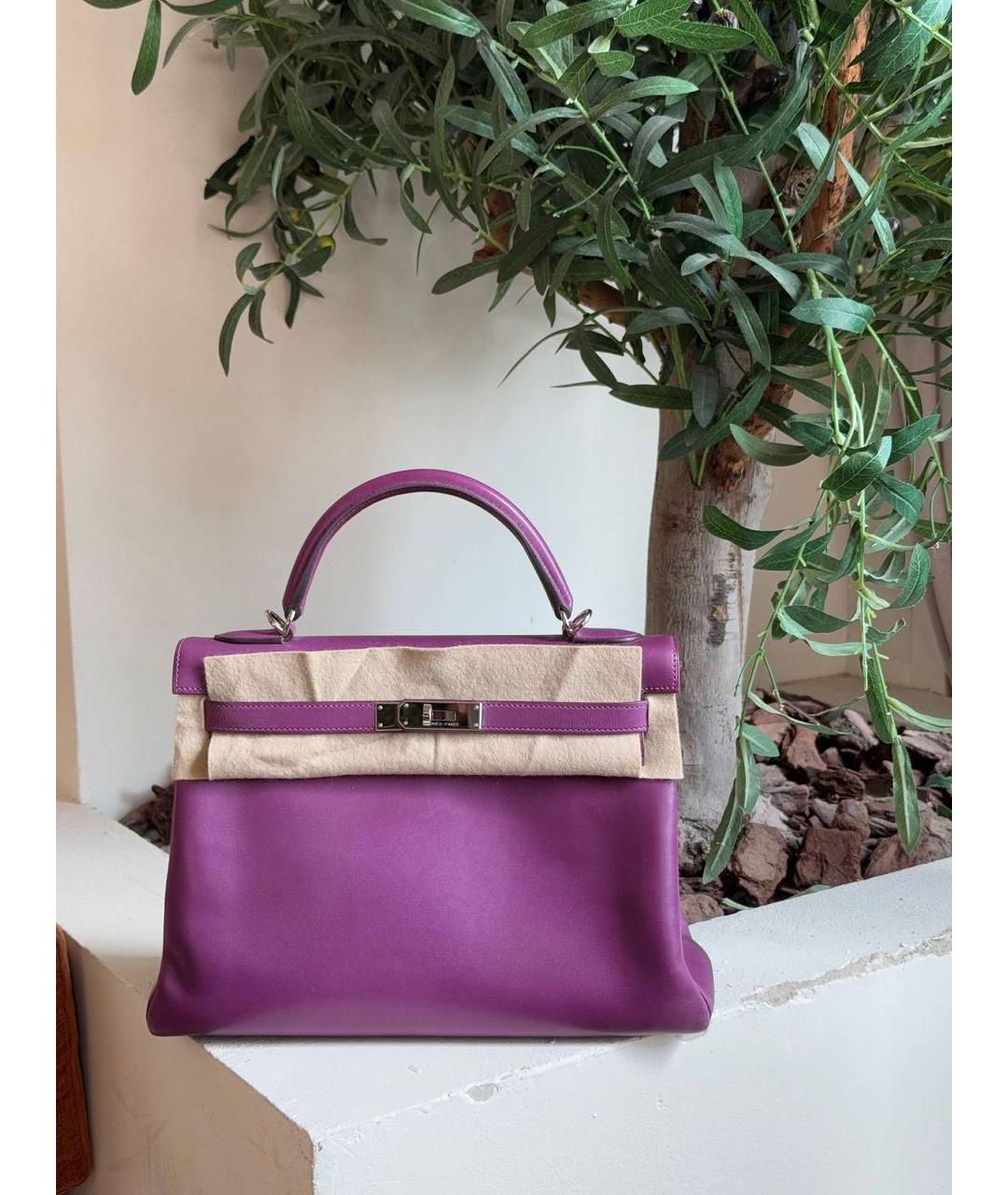 HERMES Фиолетовая кожаная сумка тоут, фото 2