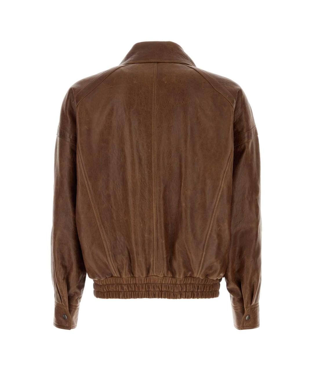 SAINT LAURENT Коричневая кожаная куртка, фото 2
