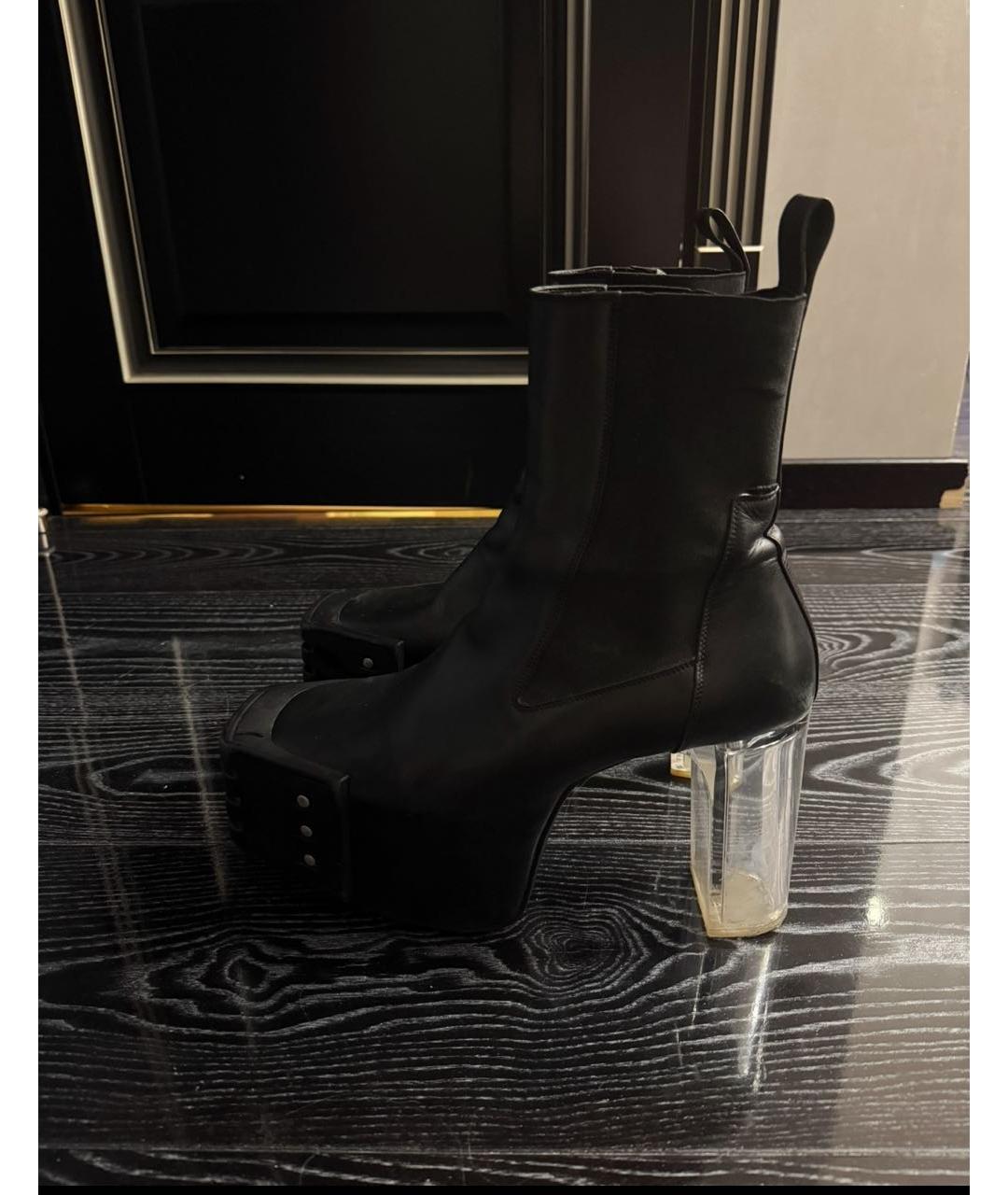 RICK OWENS DRKSHDW Черные кожаные высокие ботинки, фото 2