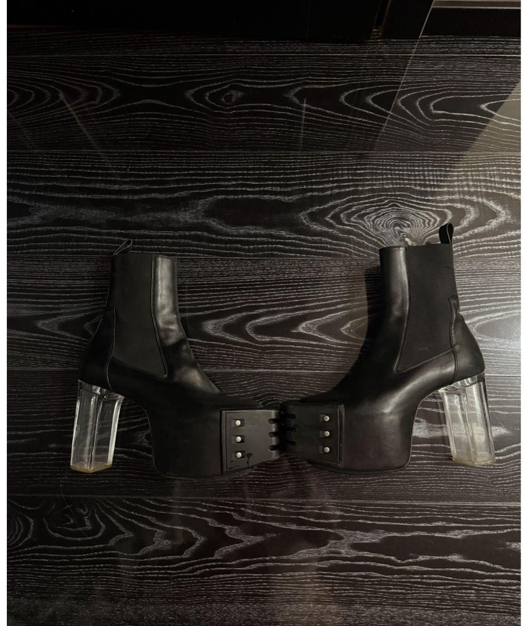 RICK OWENS DRKSHDW Черные кожаные высокие ботинки, фото 4