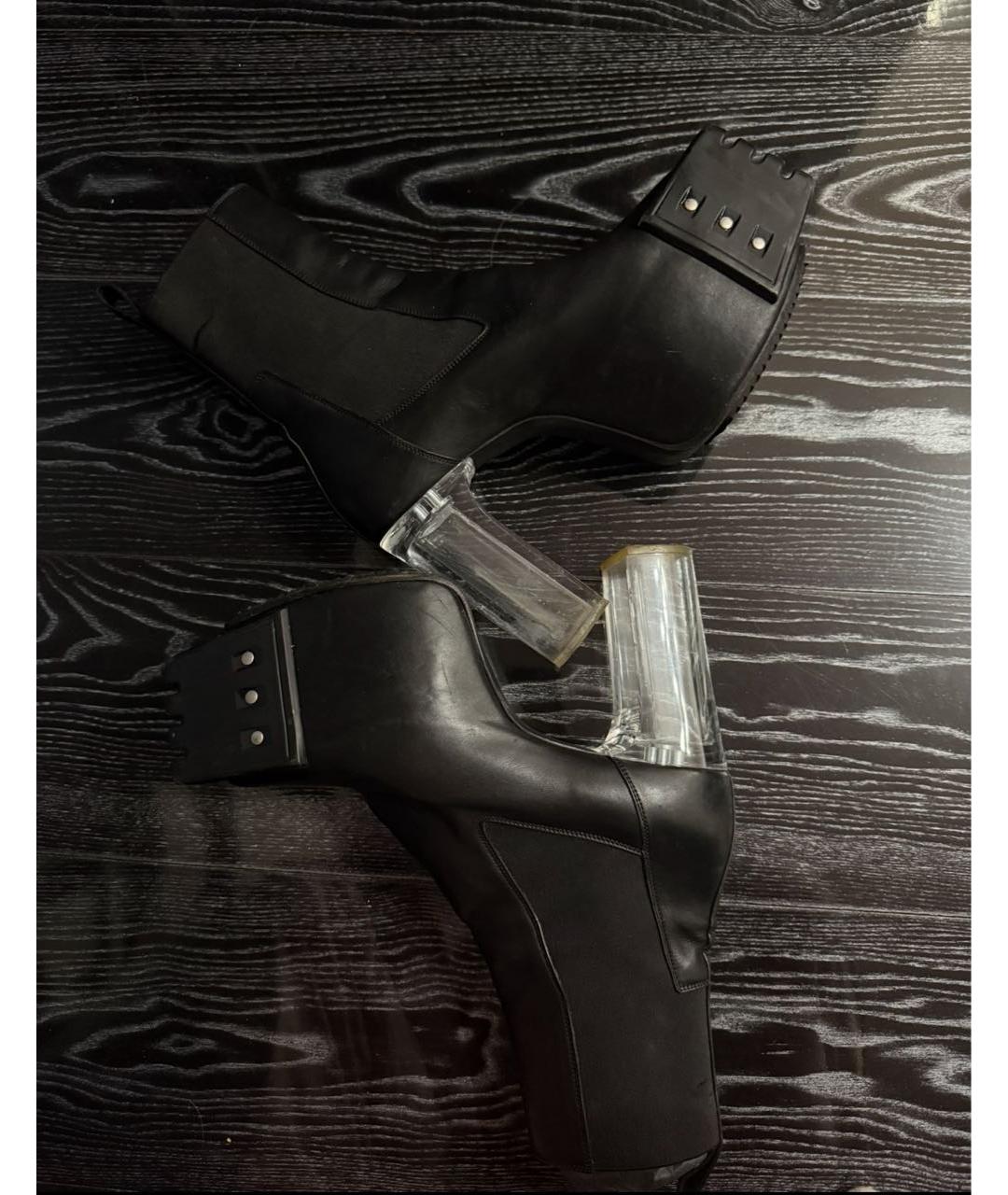 RICK OWENS DRKSHDW Черные кожаные высокие ботинки, фото 5