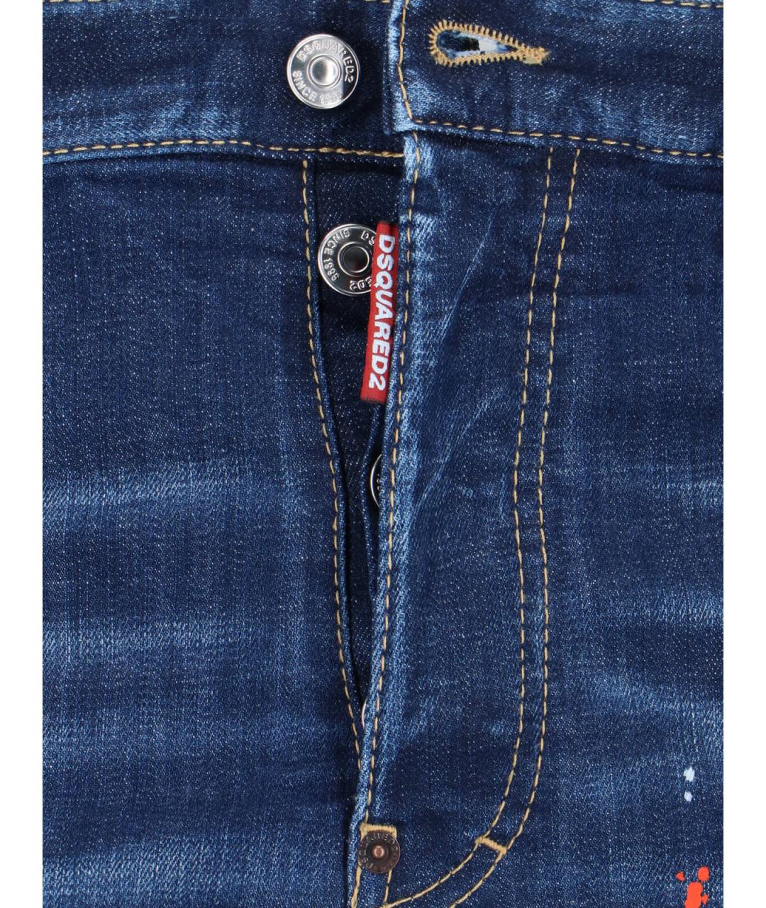 DSQUARED2 Синие хлопковые прямые джинсы, фото 5