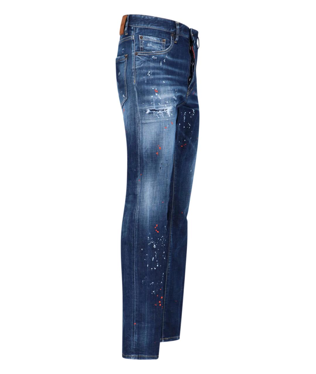 DSQUARED2 Синие хлопковые прямые джинсы, фото 3