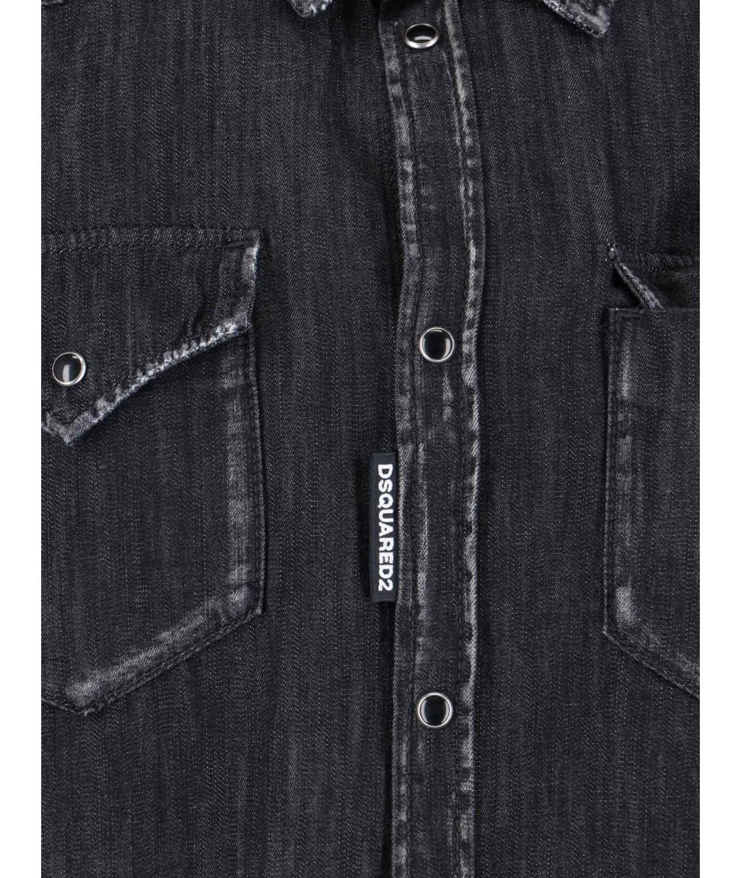 DSQUARED2 Черная хлопковая кэжуал рубашка, фото 4