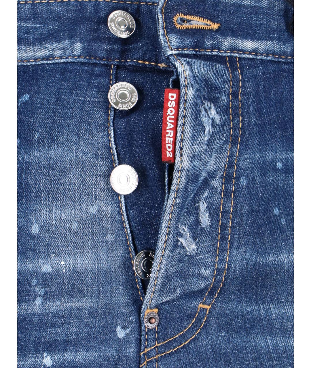 DSQUARED2 Синие хлопковые прямые джинсы, фото 5