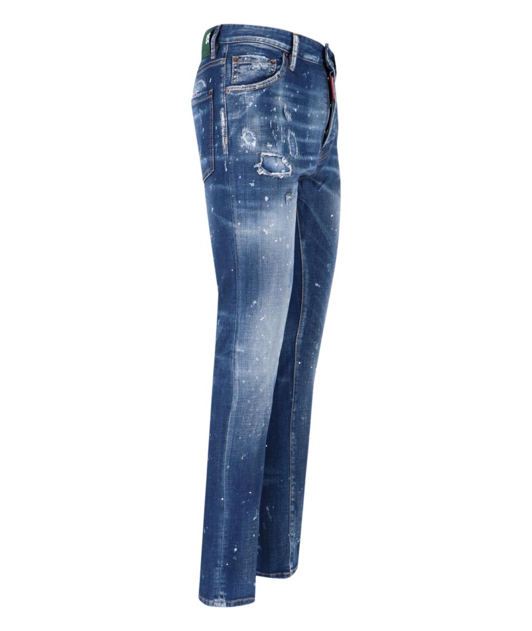 DSQUARED2 Синие хлопковые прямые джинсы, фото 3