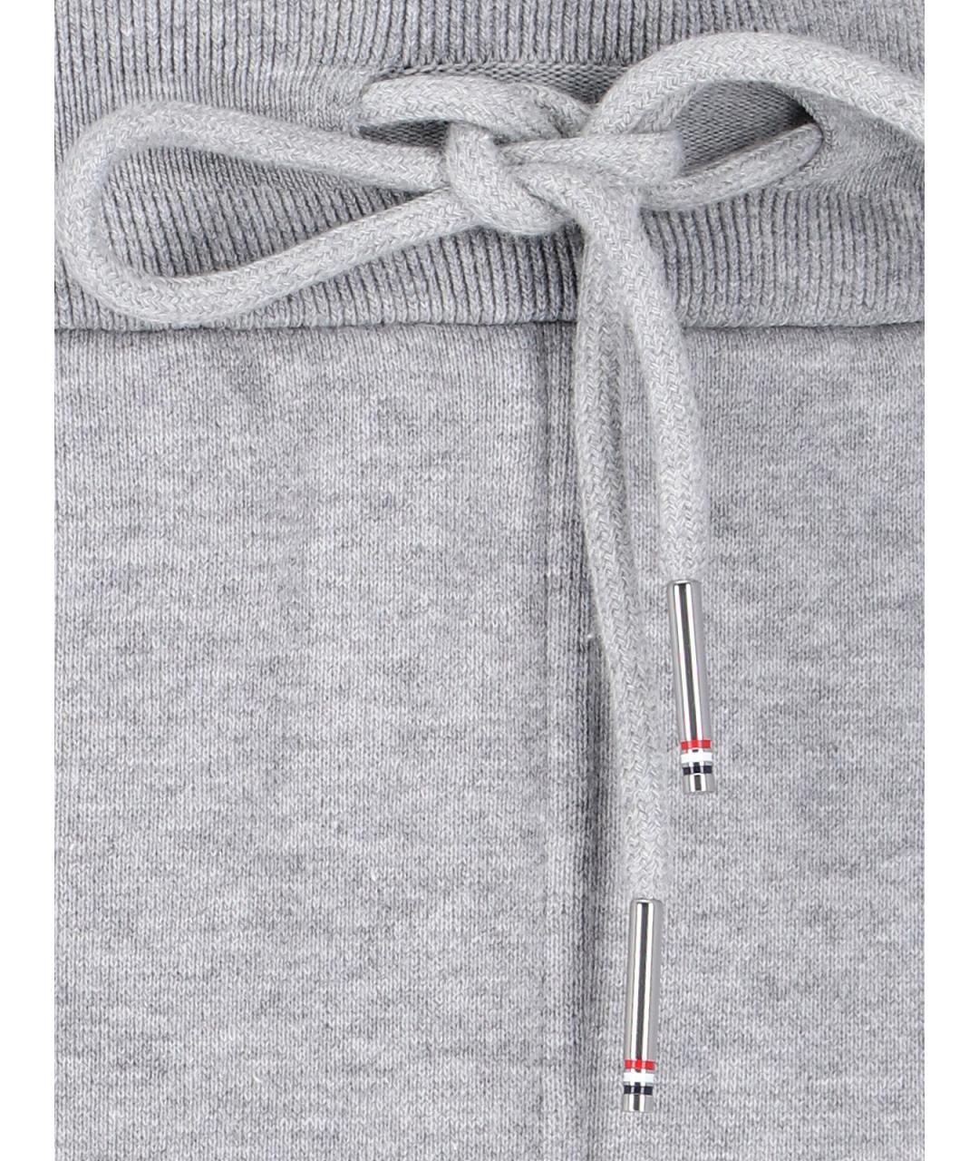 THOM BROWNE Серые хлопковые прямые брюки, фото 4