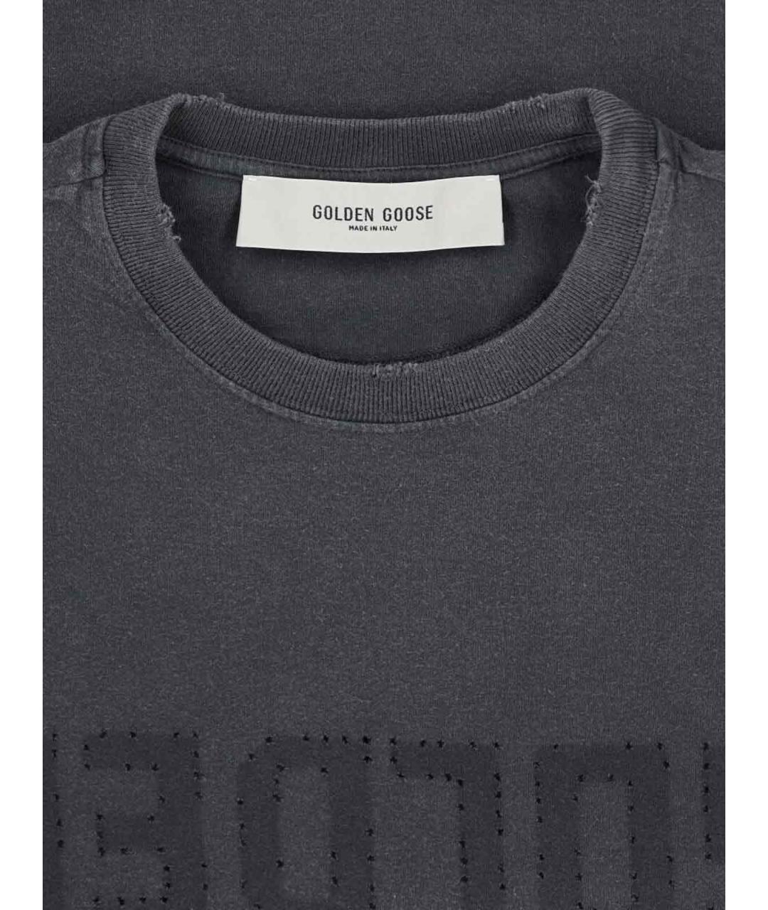 GOLDEN GOOSE DELUXE BRAND Антрацитовая хлопковая футболка, фото 3