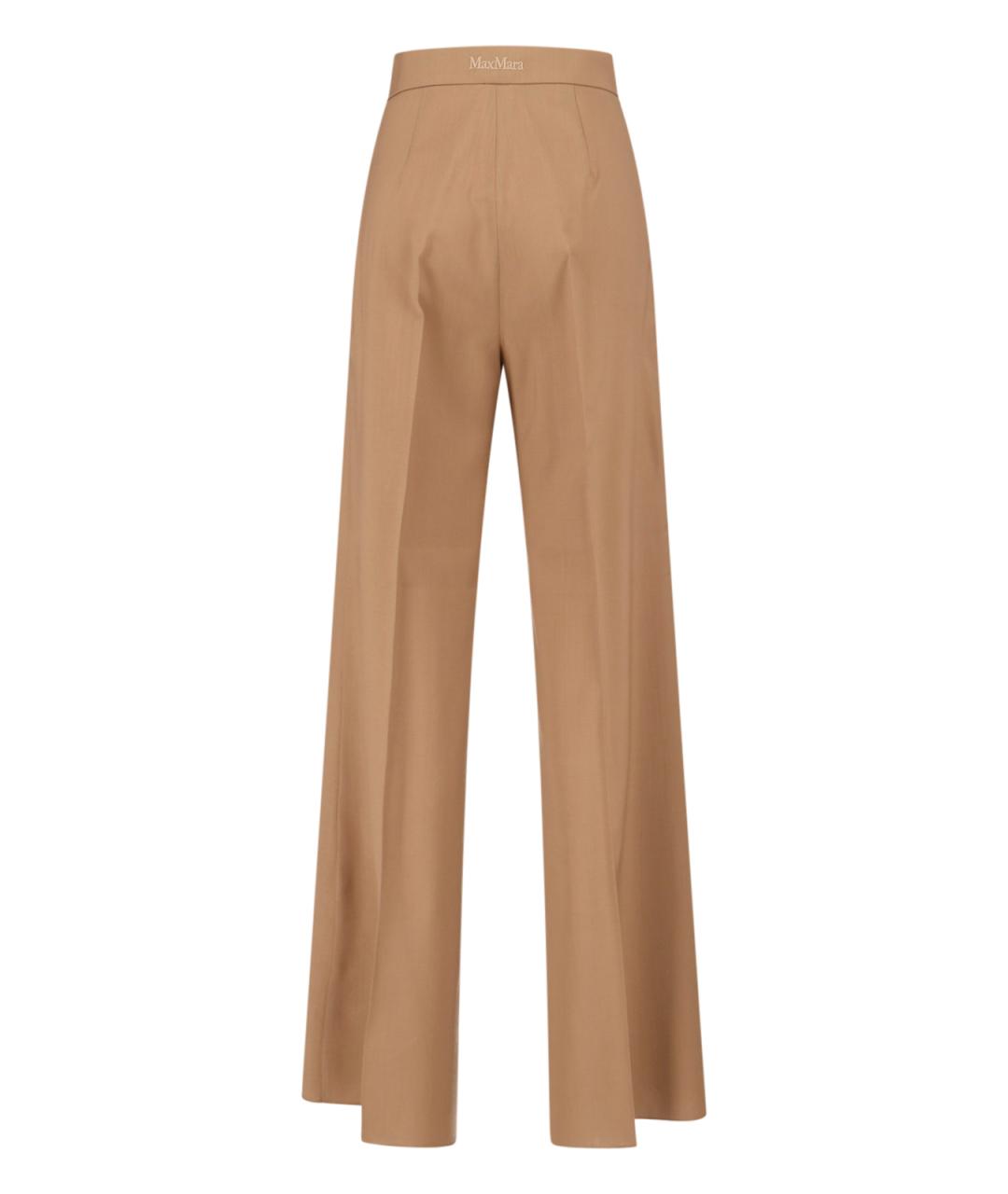 MAX MARA Бежевые шерстяные прямые брюки, фото 2