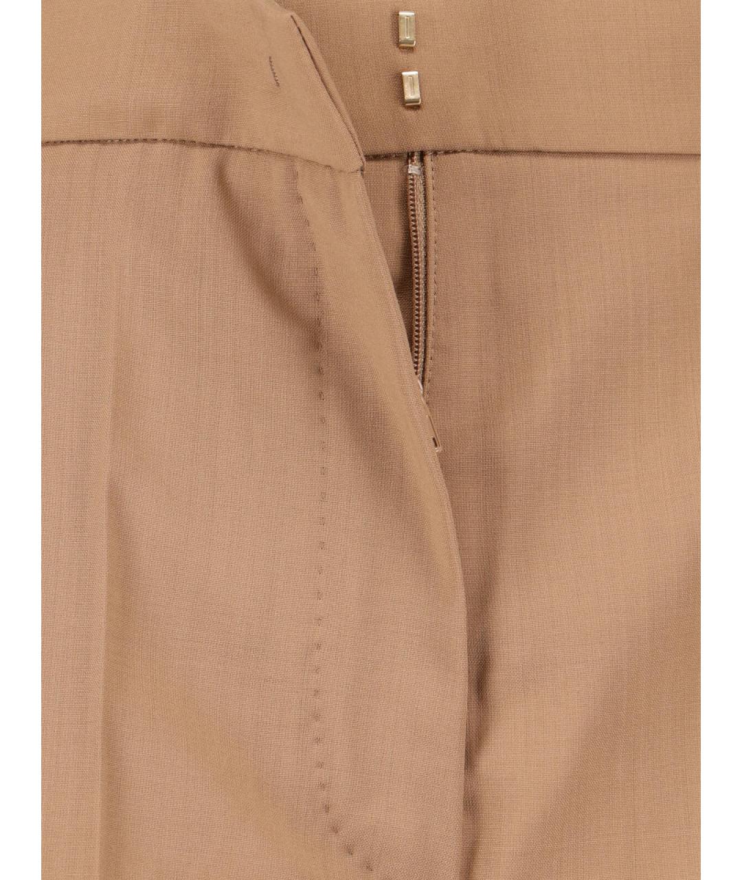 MAX MARA Бежевые шерстяные прямые брюки, фото 4