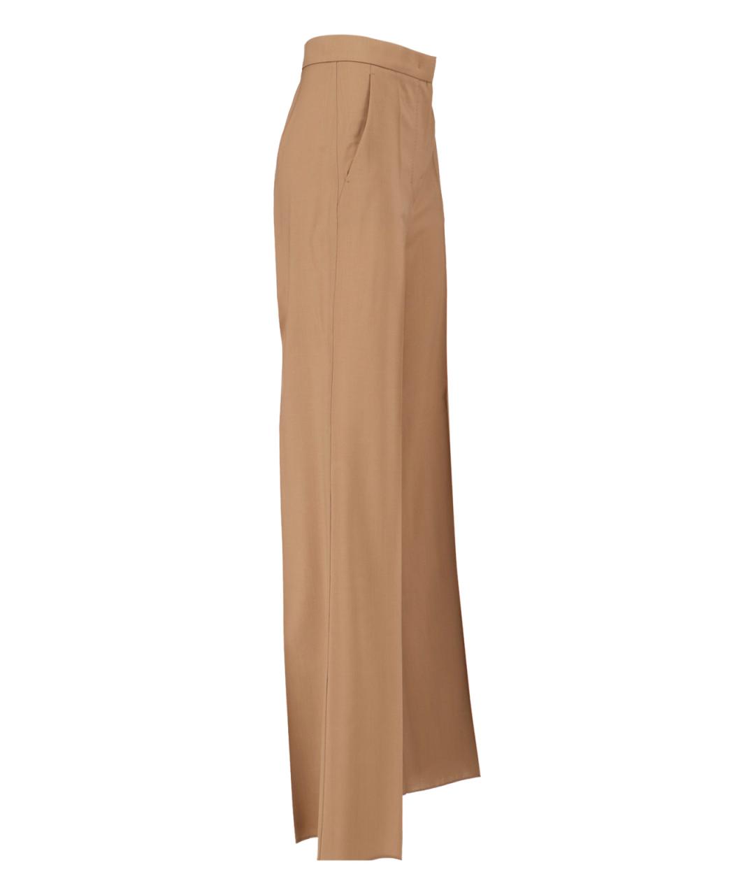 MAX MARA Бежевые шерстяные прямые брюки, фото 3