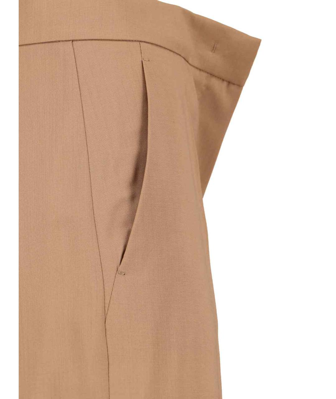 MAX MARA Бежевые шерстяные прямые брюки, фото 5