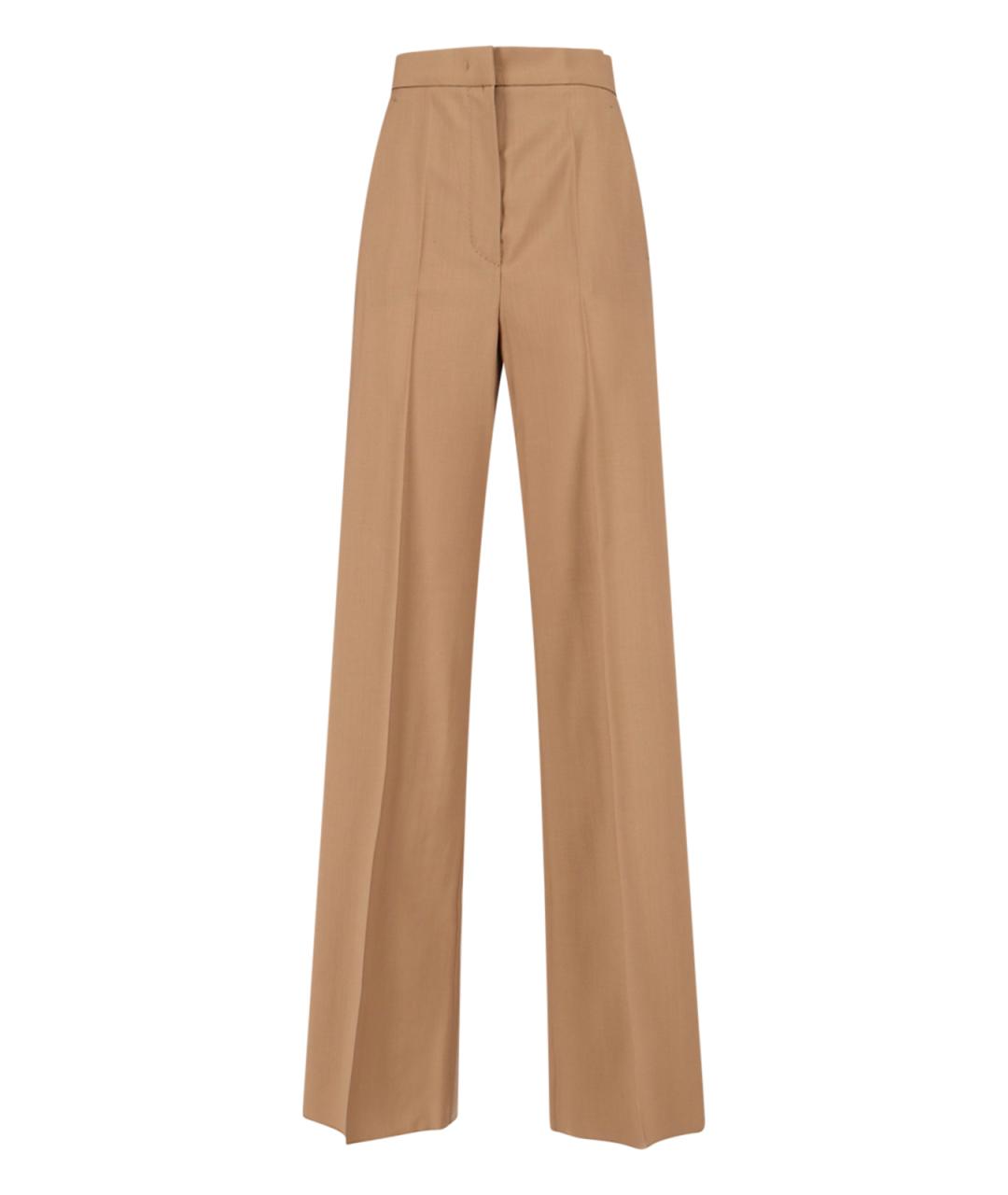 MAX MARA Бежевые шерстяные прямые брюки, фото 1