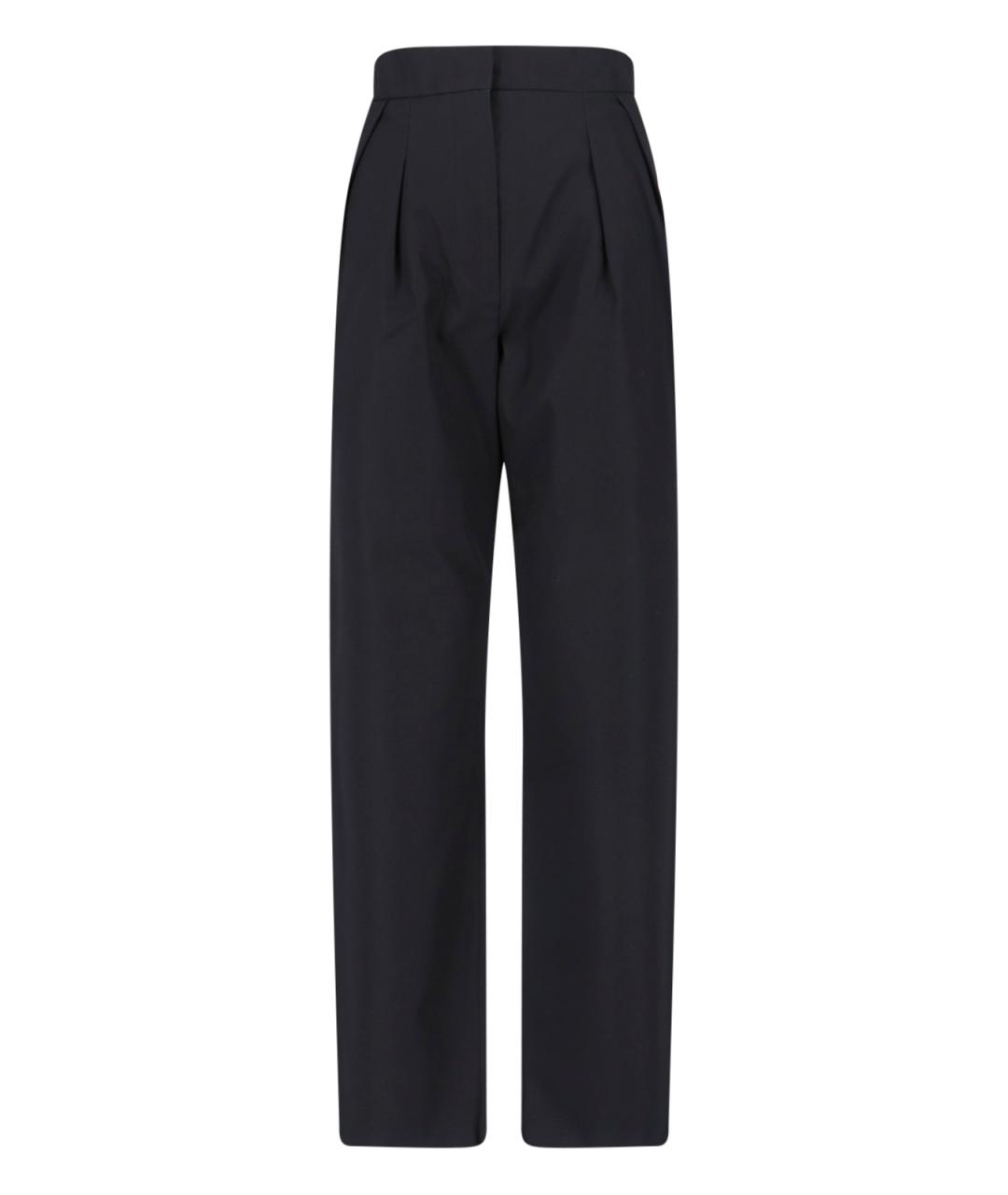 MAX MARA Черные хлопковые прямые брюки, фото 1