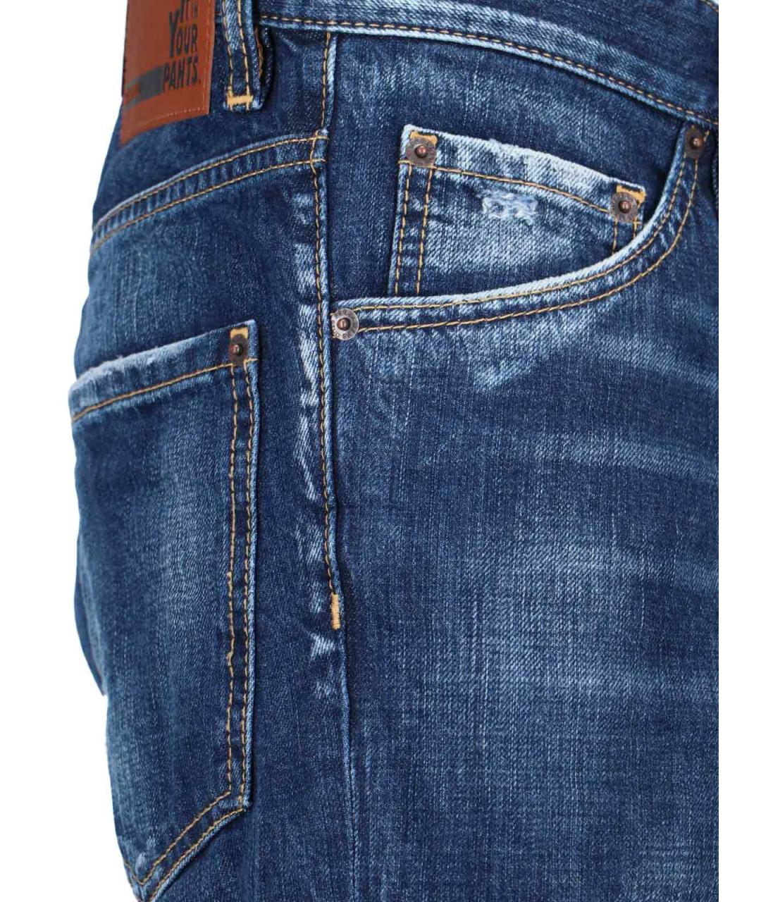 DSQUARED2 Синие хлопковые прямые джинсы, фото 4