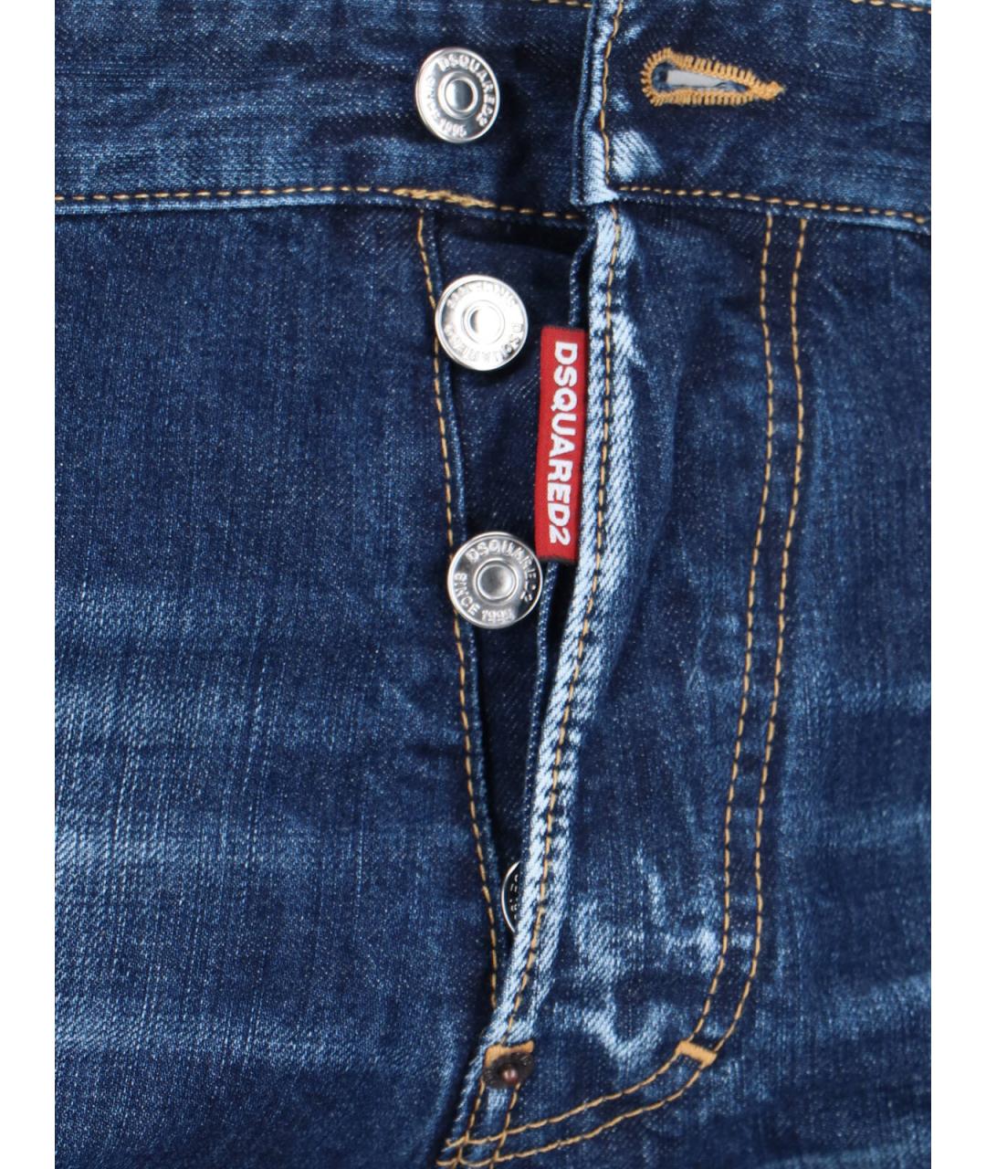 DSQUARED2 Синие хлопковые прямые джинсы, фото 5