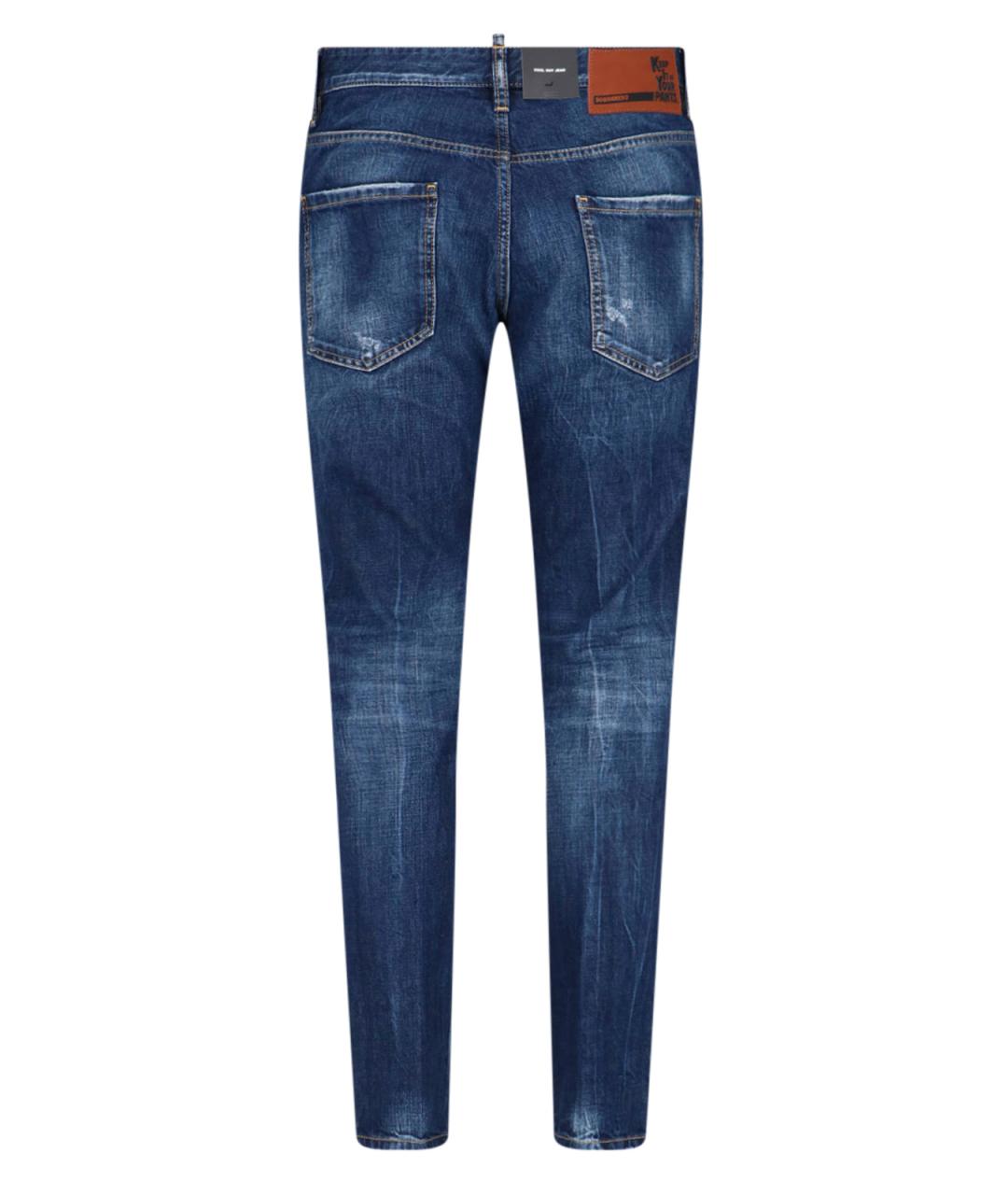 DSQUARED2 Синие хлопковые прямые джинсы, фото 2