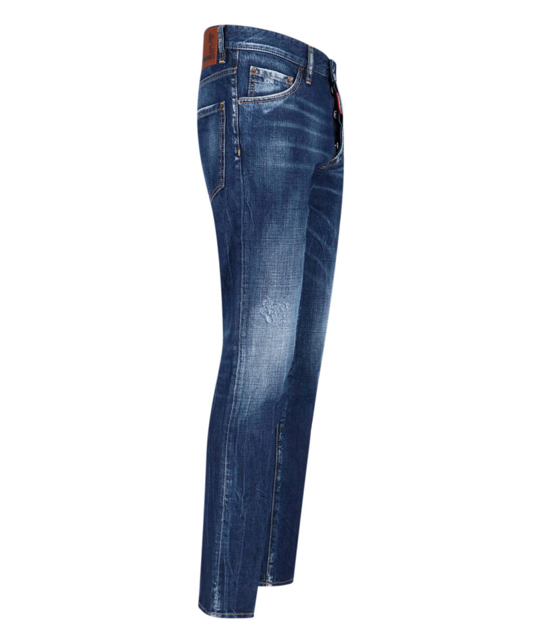 DSQUARED2 Синие хлопковые прямые джинсы, фото 3
