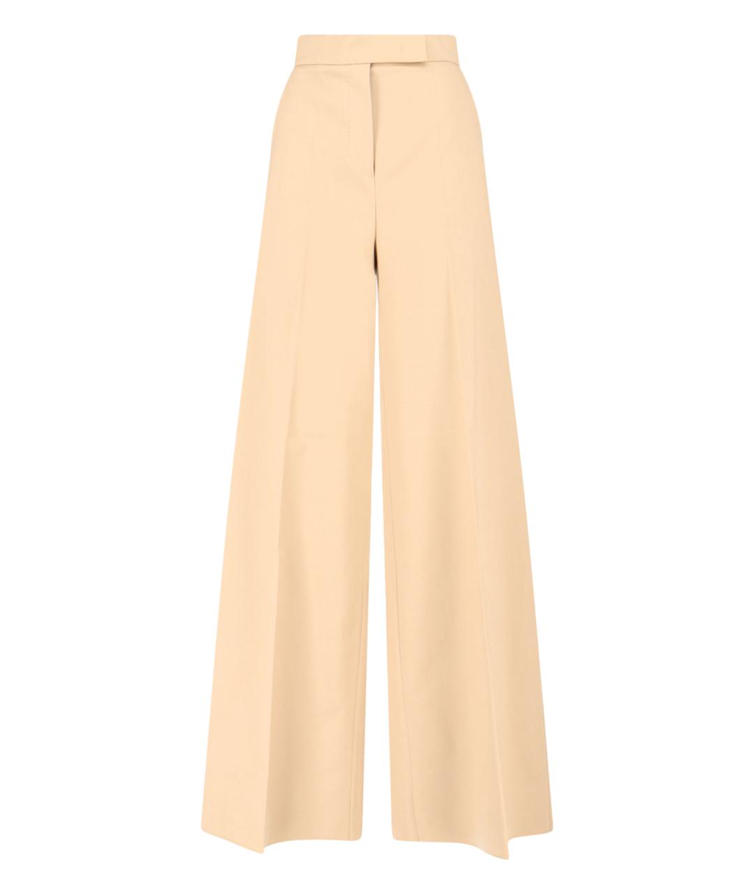 MAX MARA Бежевые хлопковые прямые брюки, фото 1