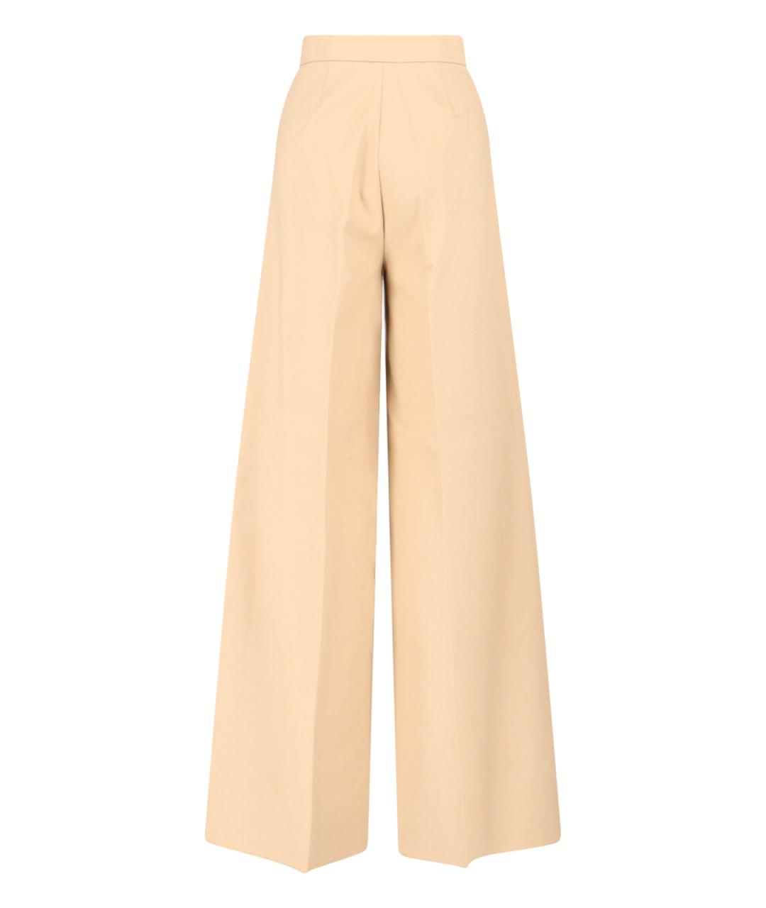 MAX MARA Бежевые хлопковые прямые брюки, фото 2