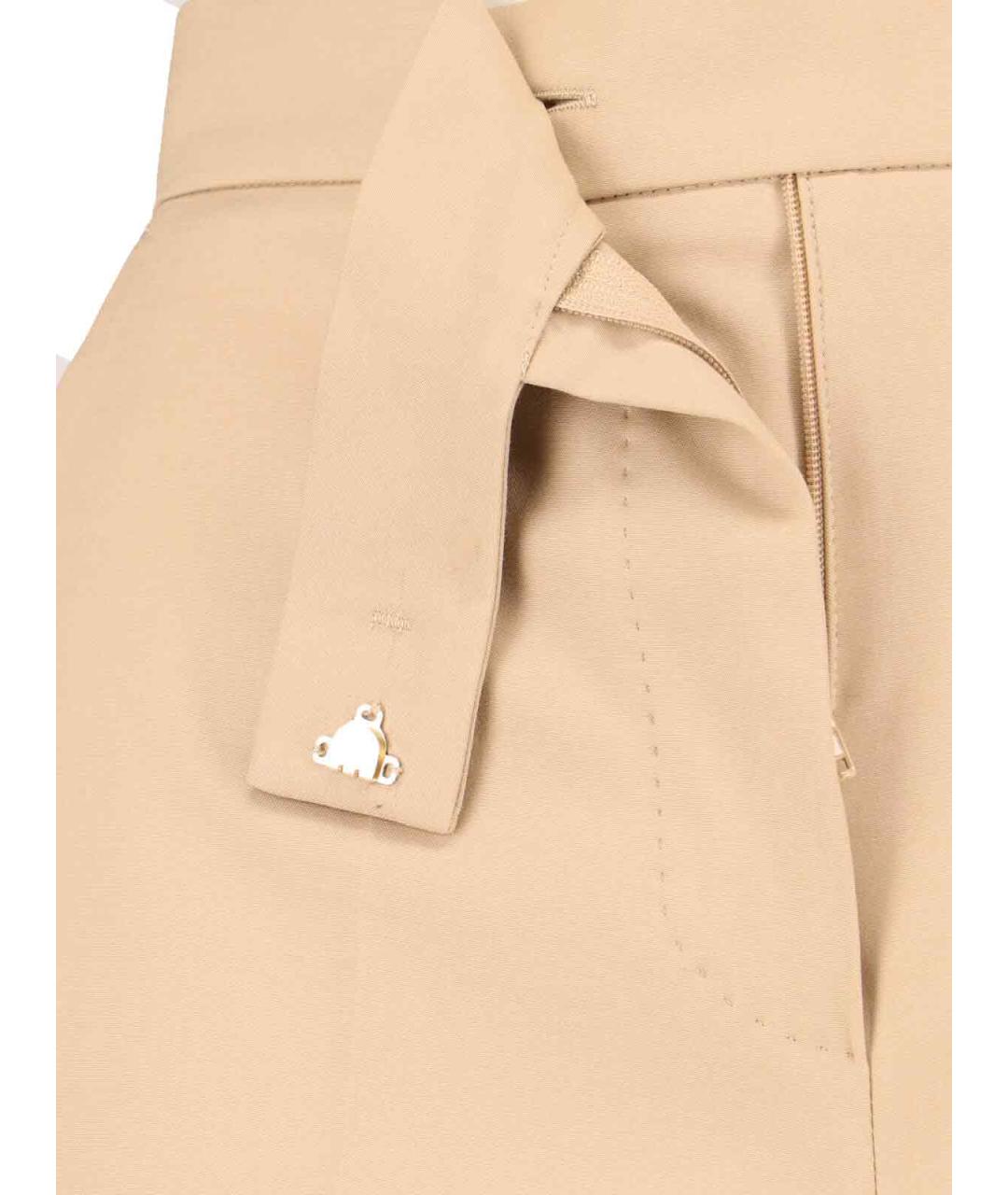 MAX MARA Бежевые хлопковые прямые брюки, фото 4