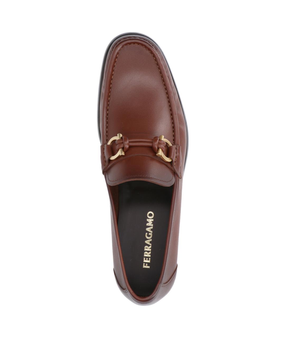 FERRAGAMO Коричневые кожаные лоферы, фото 5